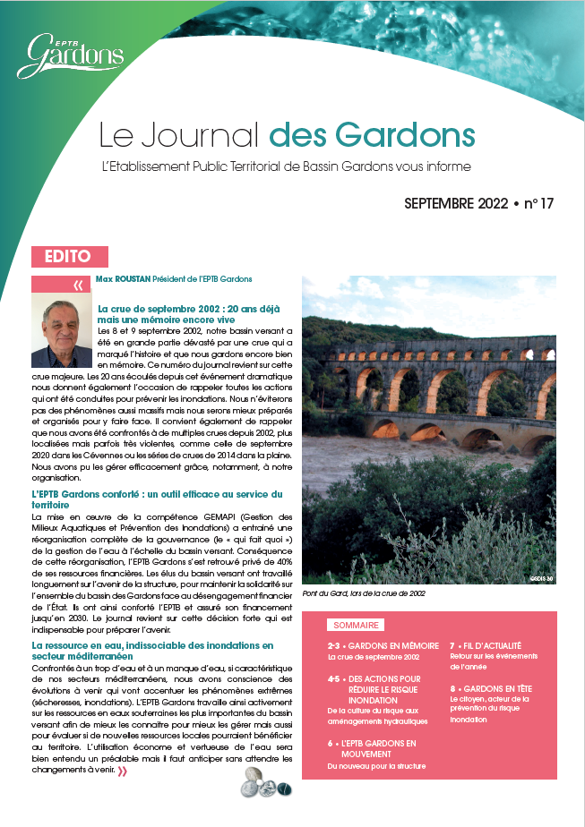 Couverture du Journal des Gardons 2022 EPTB Gardons